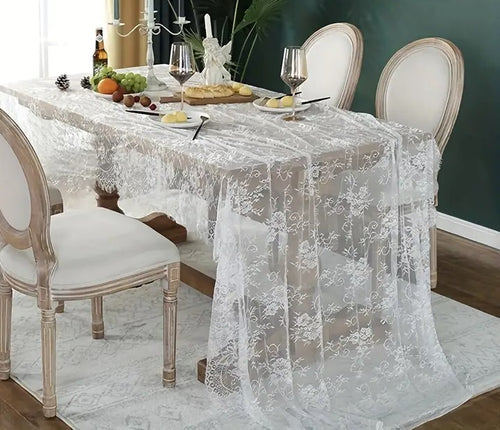 Boho Wedding Eyelash Lace Tablecloth - 5 feet by 10 feet - Premium Eyelash Lace - Wedding Shower Party Stunning Cottage Chic Beach wedding