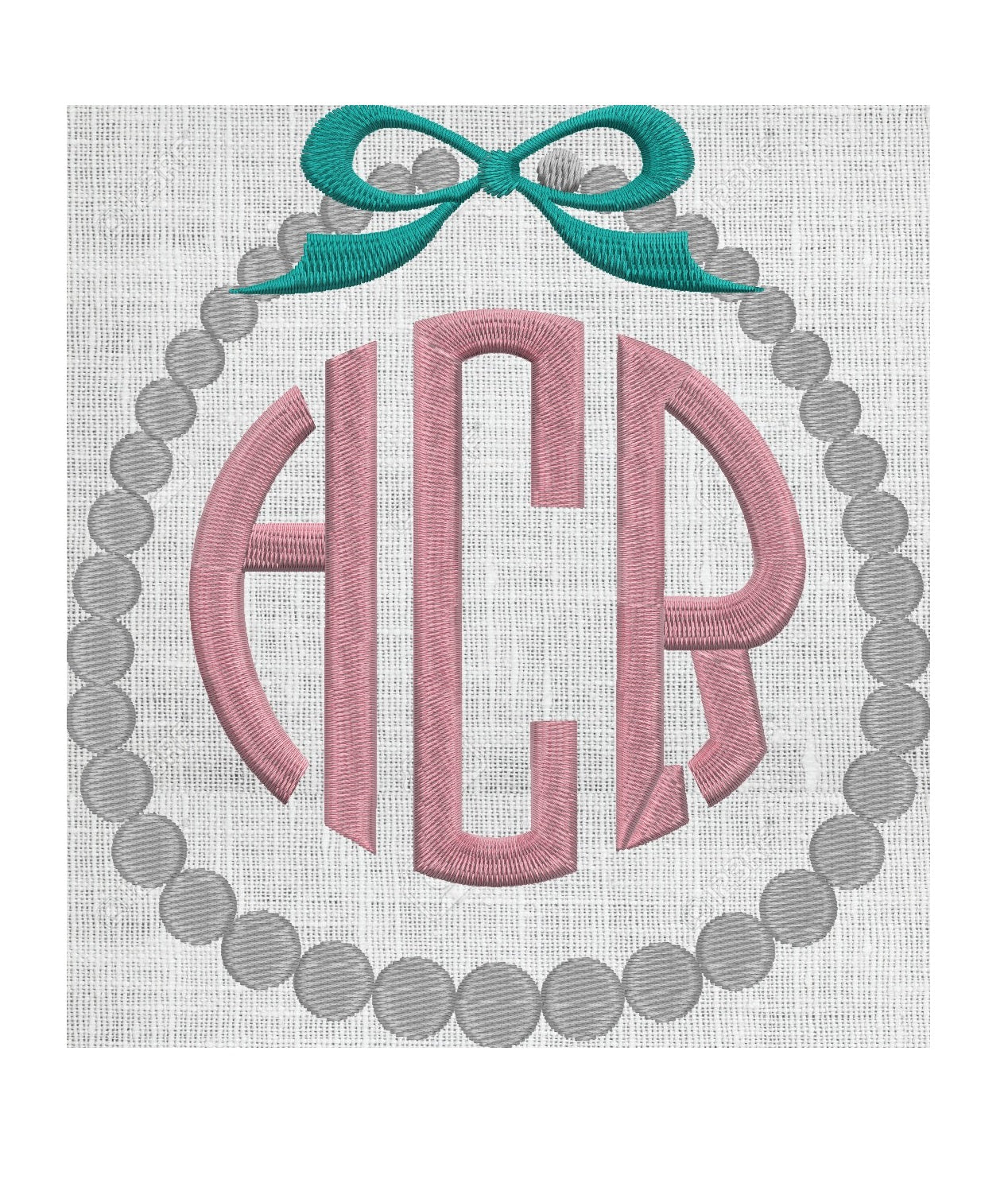 Pearl Necklace Bow Font Frame Monogram Design -Font not included - EMBROIDERY DESIGN FILE - Instant download - Hus Dst Exp Jef Pes - 2 sizes