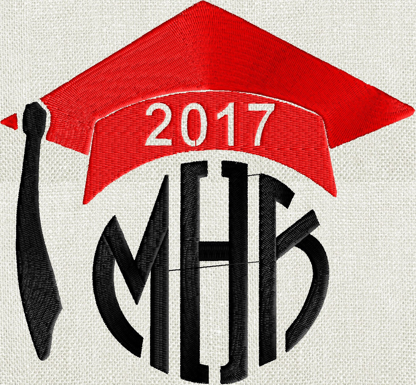 Graduation Cap Hat 2017 Frame Monogram Design -Font not included - EMBROIDERY DESIGN FILE - Instant download - Vp3 Dst Exp Jef Pes formats