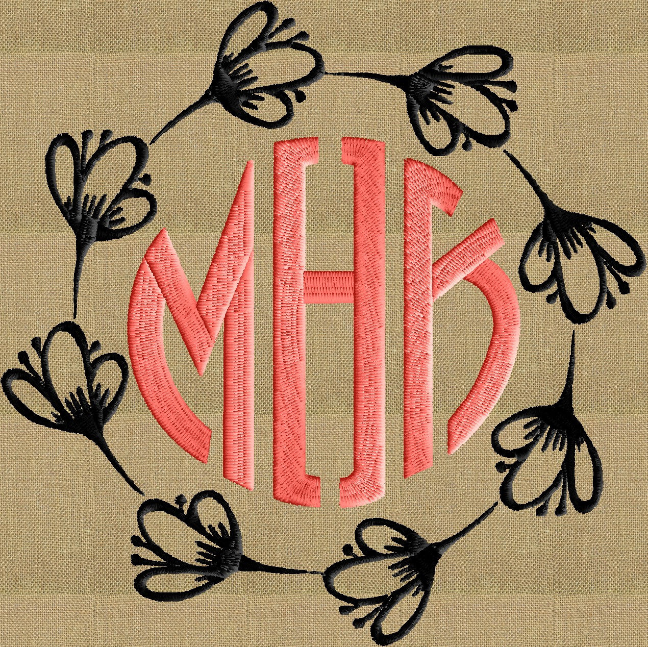 Crocus Font Frame Monogram Design -Font not included - EMBROIDERY DESIGN FILE - Instant download - Hus Dst Exp Jef Pes formats