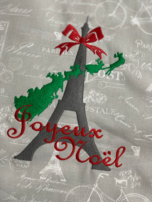 Eiffel Tower Santa Joyeux Noel Christmas quote EMBROIDERY DESIGN FILE - Instant download - Dst Hus Jef Pes formats