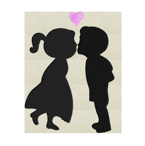 Girl Boy Heart Kiss Font Embroidery Design - Instant download - Hus Dst Exp Vp3 Jef Pes formats