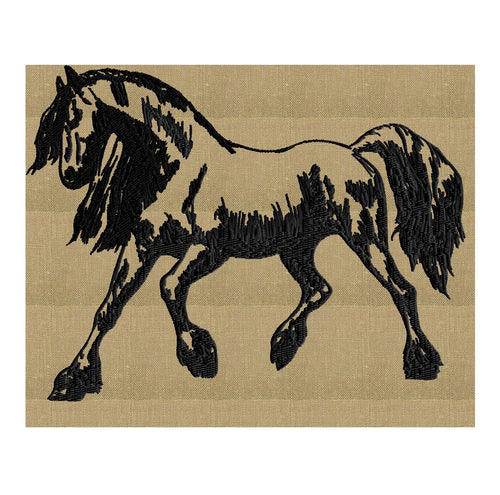 Vintage Horse - EMBROIDERY DESIGN file - Instant download Exp Jef Vp3 Pes Dst Hus formats - 2 sizes one color animals