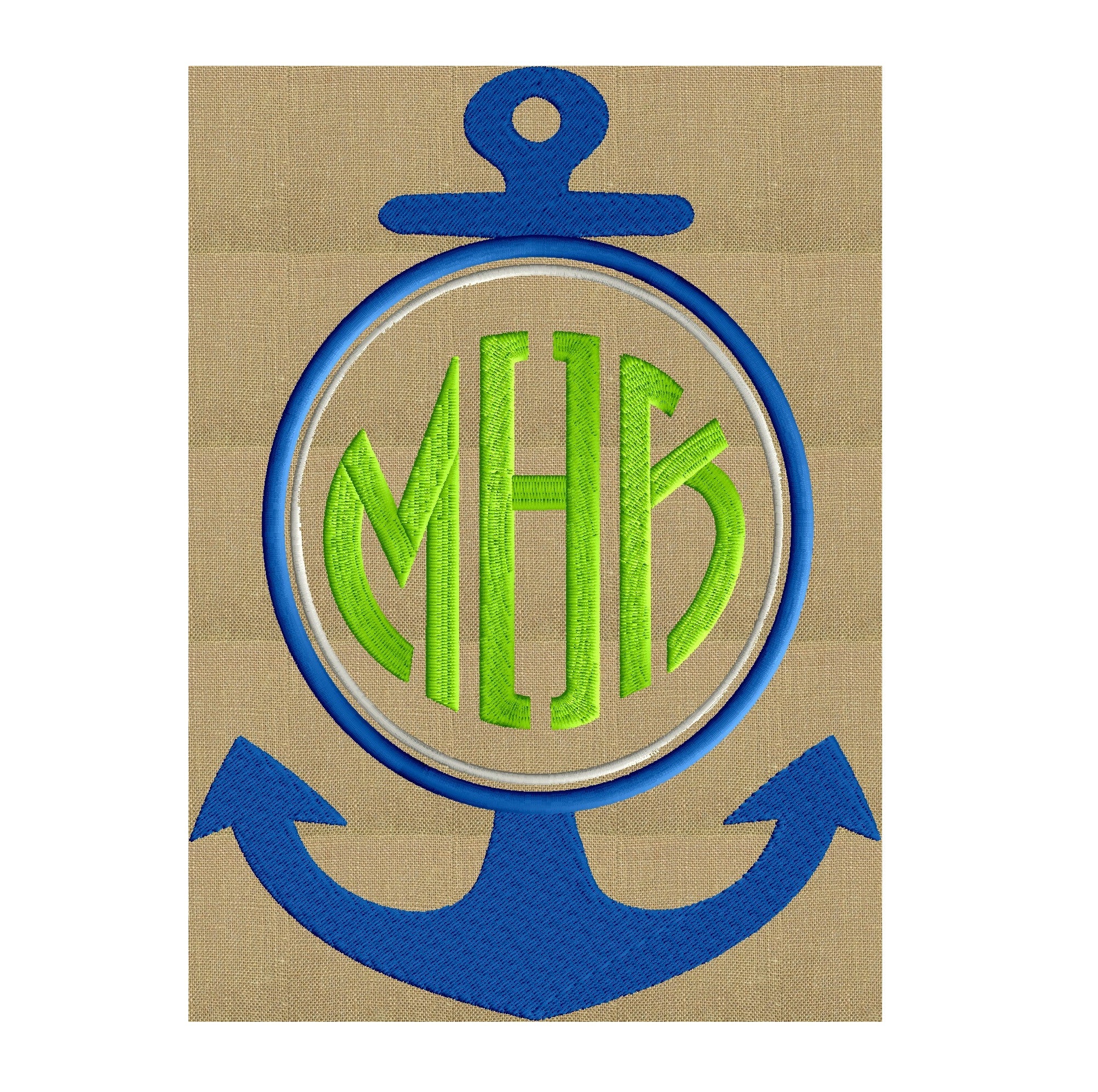 Anchor Font Frame Monogram Design - EMBROIDERY DESIGN FILE