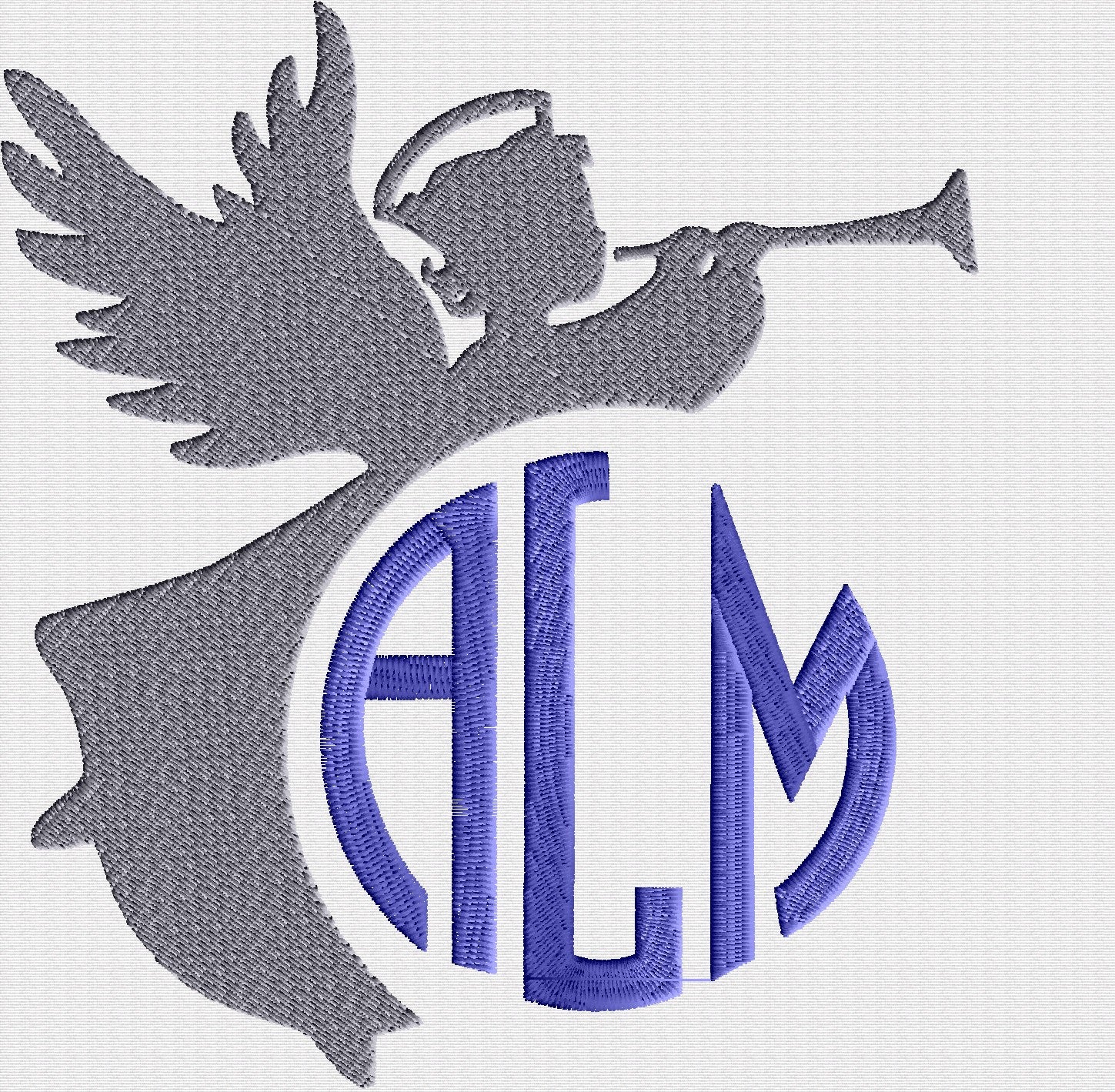 Christmas Angel with trumpet Font Font Frame Frame Monogram -Font not included - EMBROIDERY DESIGN - Instant download
