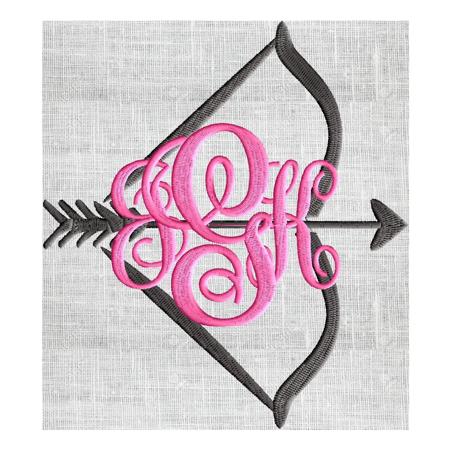 Bow and Arrow Font Frame Monogram Design -Font not included - EMBROIDERY DESIGN FILE - Instant download - Hus Dst Exp Jef Pes Vp3 formats INSTANT DOWNLOAD