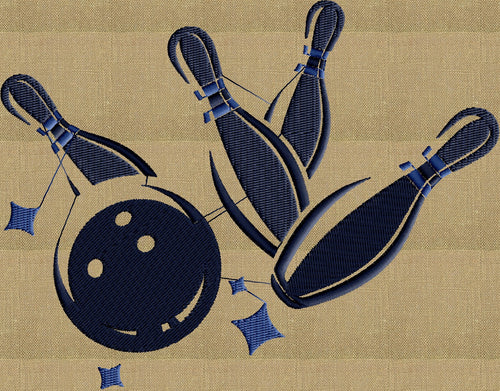 Bowling pins Retro Embroidery Design - fun stuff