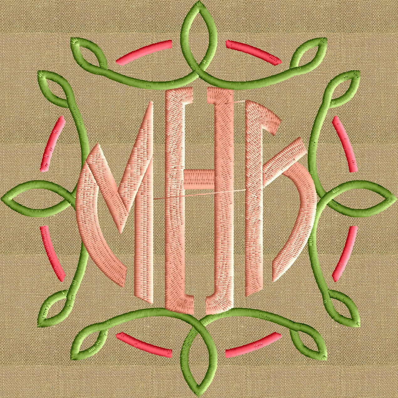 Leaf Circle Font Frame Monogram Design -Font not included - EMBROIDERY DESIGN FILE - Instant download - Hus Dst Exp Jef Pes formats