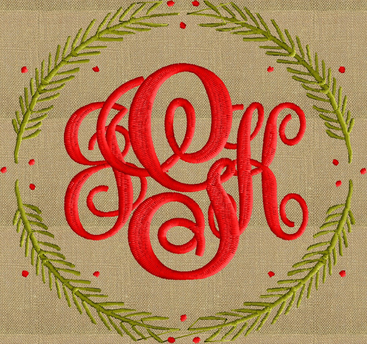 Circle Laurel Frame Monogram -Font not included - EMBROIDERY DESIGN - Instant download 2 sizes Vp3 Hus Dst Exp Jef Pes file formats