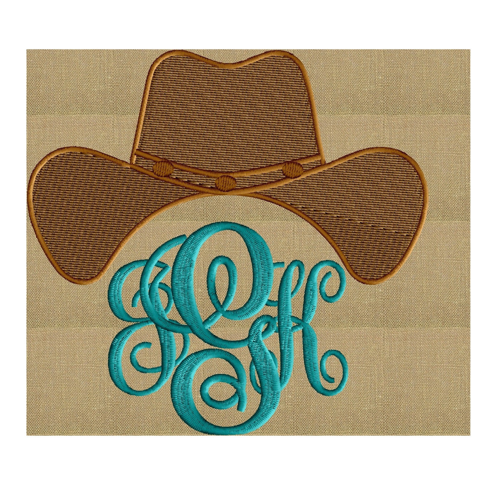 Cowboy Hat Font Frame Monogram Design -Font not included - EMBROIDERY DESIGN FILE - Instant download - Vp3 Hus Dst Exp Jef Pes formats