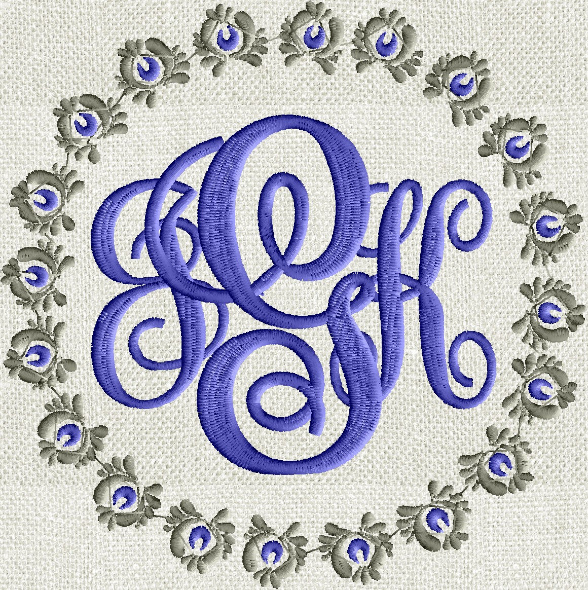 Dutch Rosebud Font Frame Monogram Embroidery Design Font not included - 2 sizes - Instant download Hus Dst Exp Vp3 Jef Pes