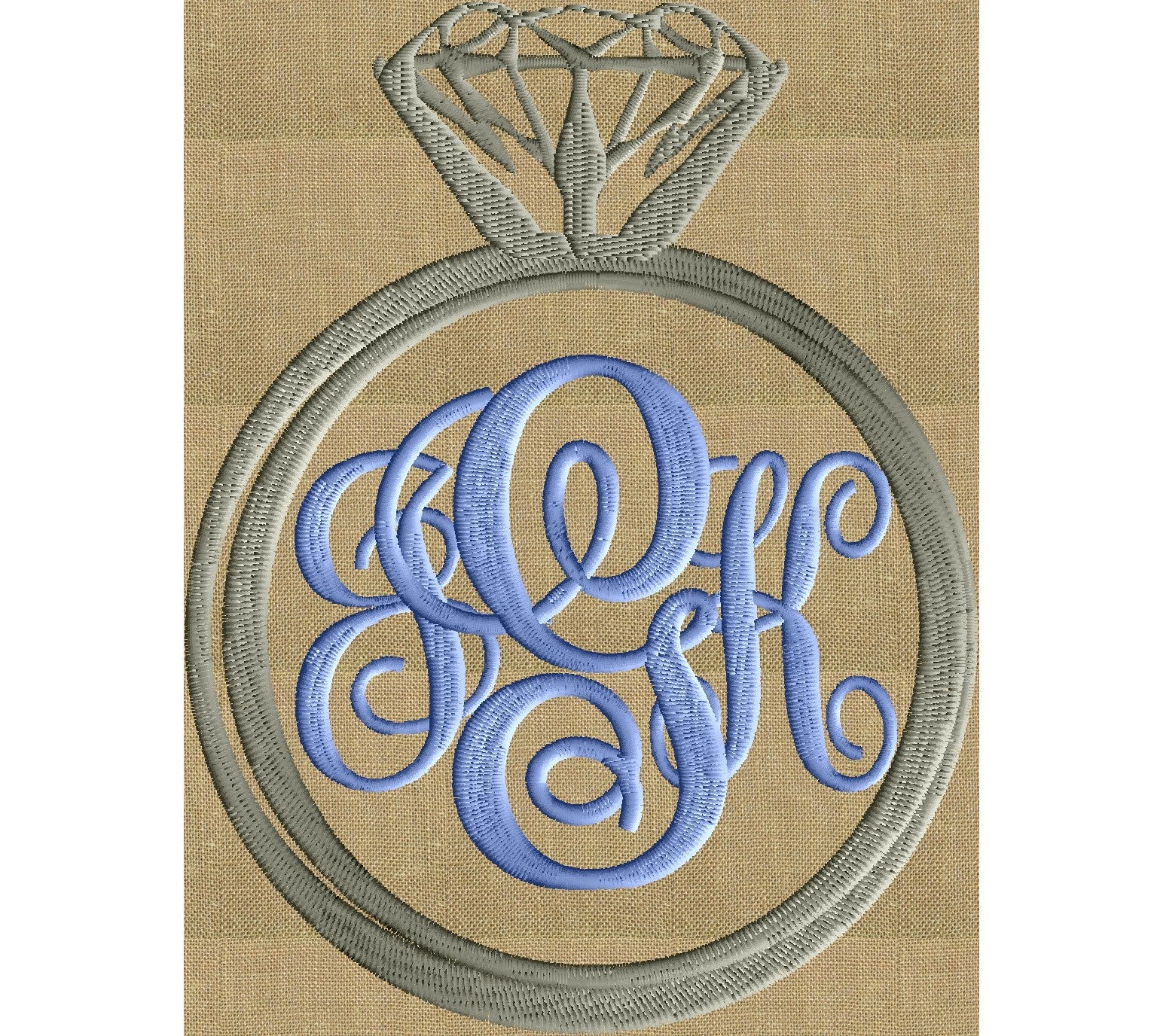 Engagement Ring Font Frame Monogram Embroidery Design - Font not included - LARGER FRAMES ONLY - Instant download - Dst Exp Vp3 Jef Pes