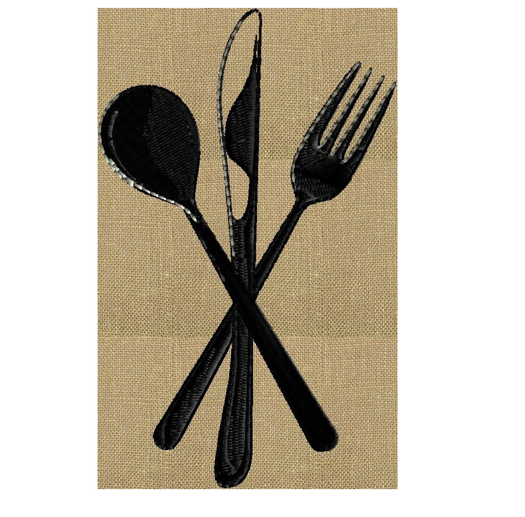 Flatware Fork Knife Spoon - EMBROIDERY DESIGN FILE - fun stuff