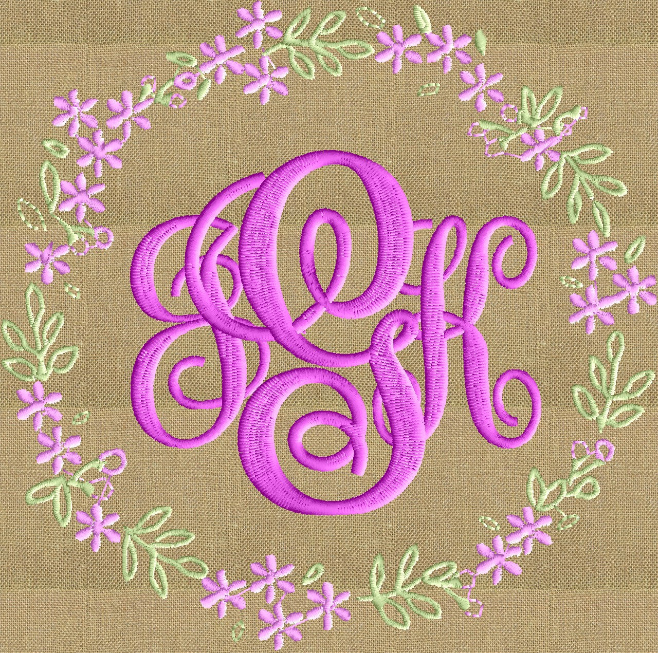Forget me not Floral Circle Font Frame Monogram -Font not included - EMBROIDERY DESIGN FILE - Instant download - Hus Dst Exp Jef Pes Vp3