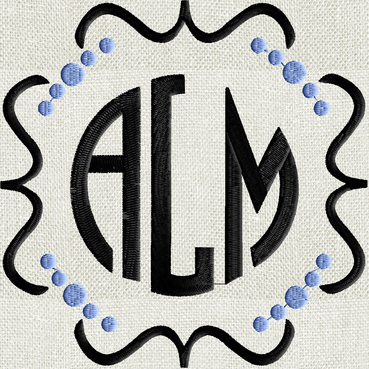 Fun Squiggle Dots Scroll Font Frame Monogram Design -Font not included - EMBROIDERY DESIGN FILE - Instant download - Hus Dst Exp Jef Pes