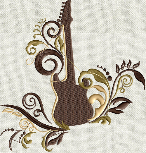Guitar Scrolls Embroidery Design