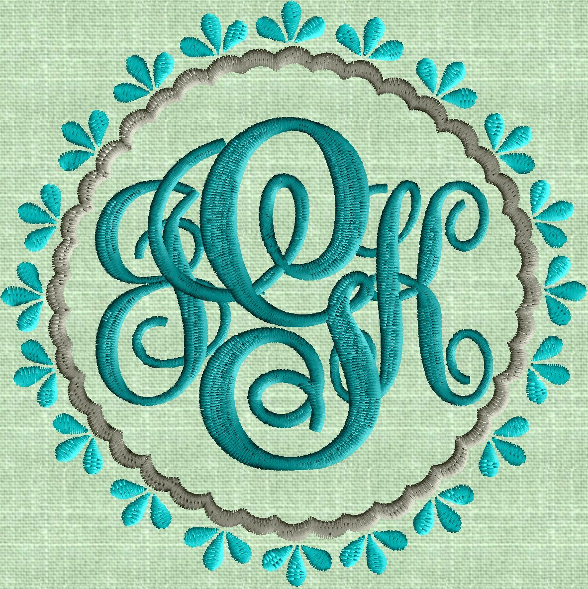 Hollys Round Font Frame Monogram Embroidery Design - Font not included - in 2 sizes - Instant download - Hus Dst Exp Vp3 Jef Pes formats
