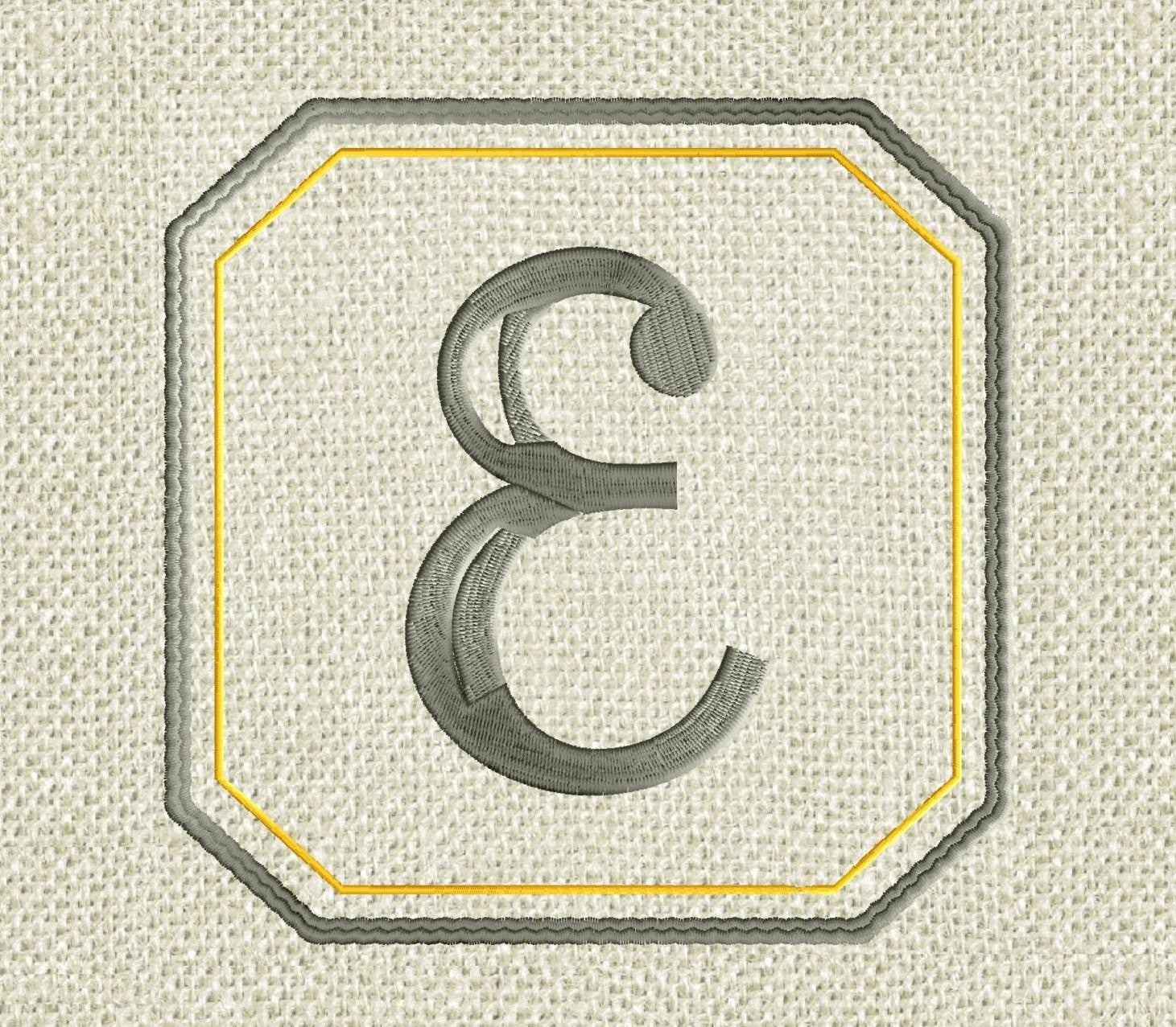 Double Fluted Font Frame Monogram Embroidery Design -Font not included - EMBROIDERY DESIGN FILE - Instant download - Dst Hus Jef Pes formats
