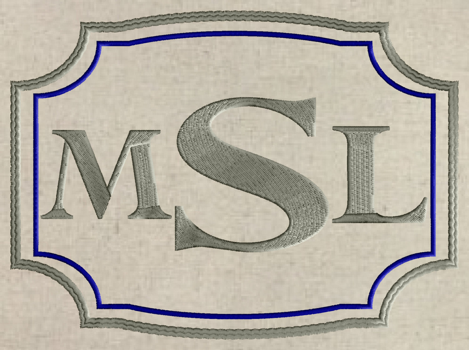 Fluted Badge Font Frame Monogram Embroidery Design -Font not included - EMBROIDERY DESIGN FILE - Instant download - Dst Hus Jef Pes formats