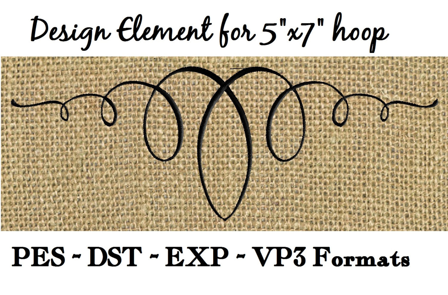 Scroll Squiggle Design Element - EMBROIDERY DESIGN FILE - Instant download - Dst Pes Vp3 Exp formats