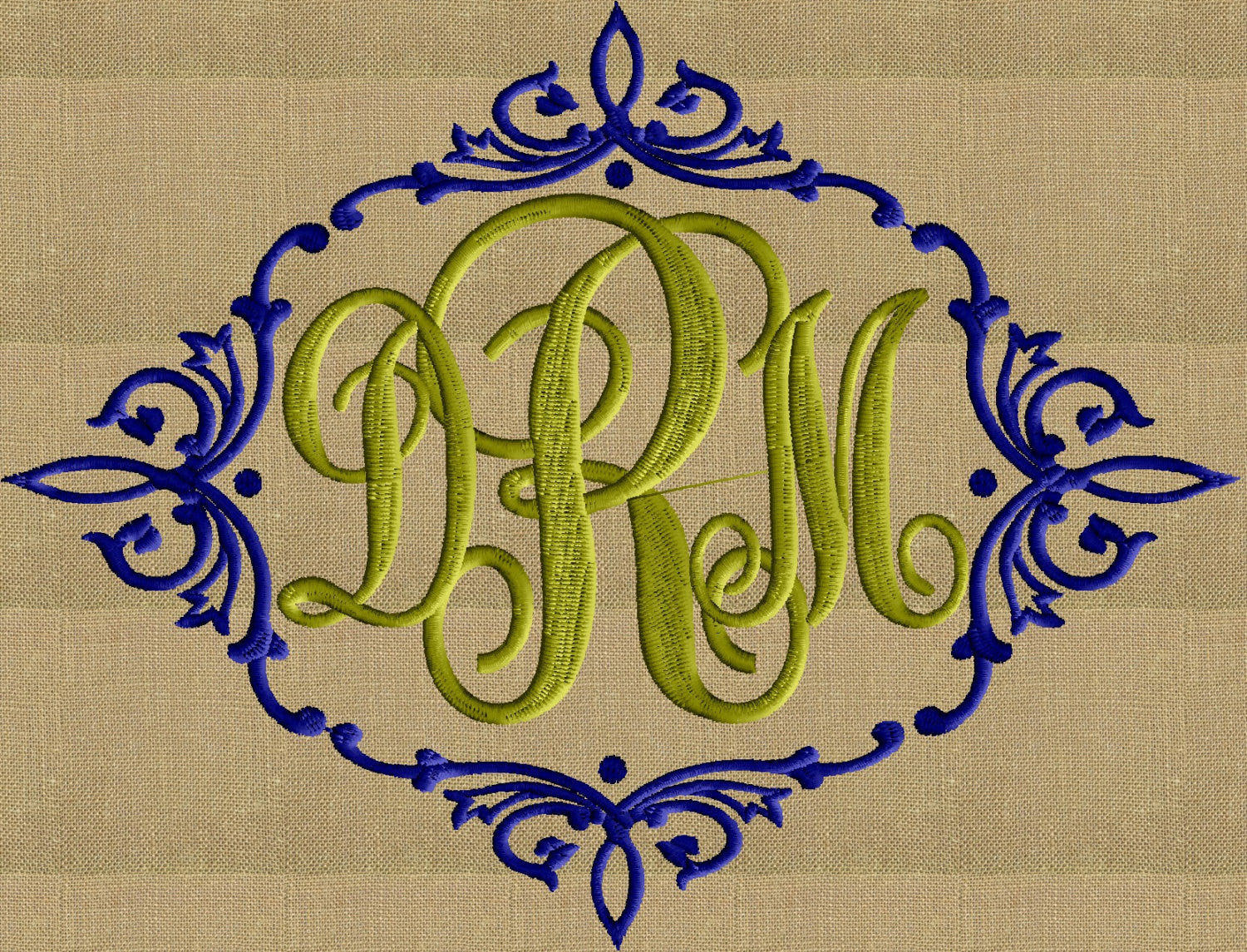 Diamond Scroll Font Frame Monogram Design -Font not included - EMBROIDERY DESIGN FILE - Instant download - Dst Exp Jef Pes formats