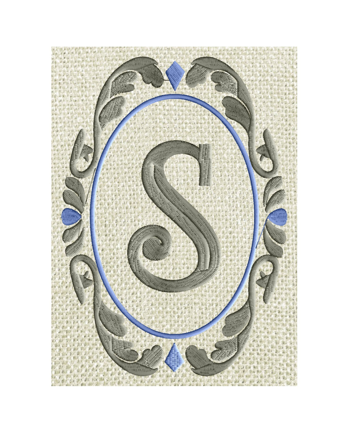 Damask Font Frame Monogram Embroidery Design - Font not included - EMBROIDERY DESIGN FILE - Instant download - Dst Hus Jef Pes formats
