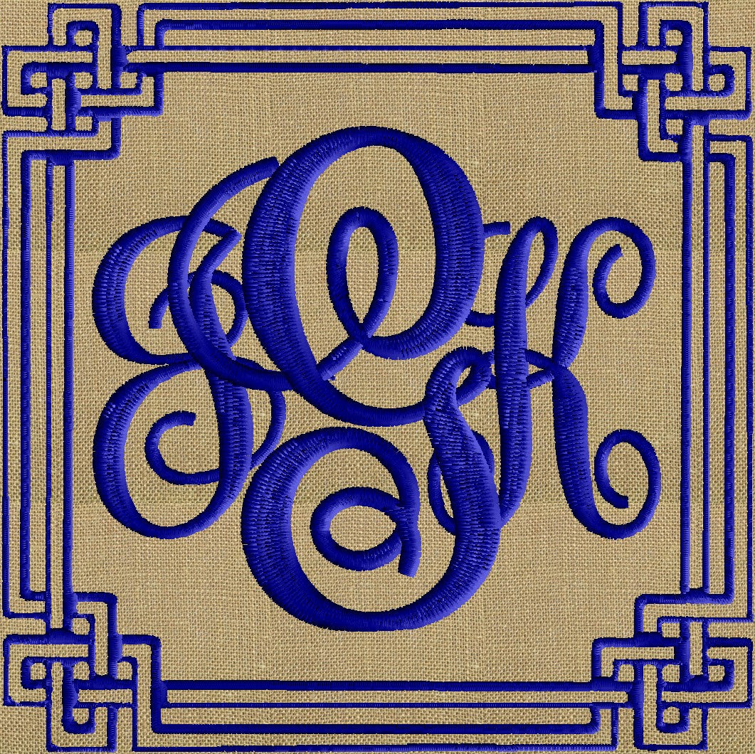 Interlocking Square Font Frame Monogram Embroidery Design - Font not included - LARGER FRAMES ONLY - Instant download - Dst Exp Vp3 Jef Pes