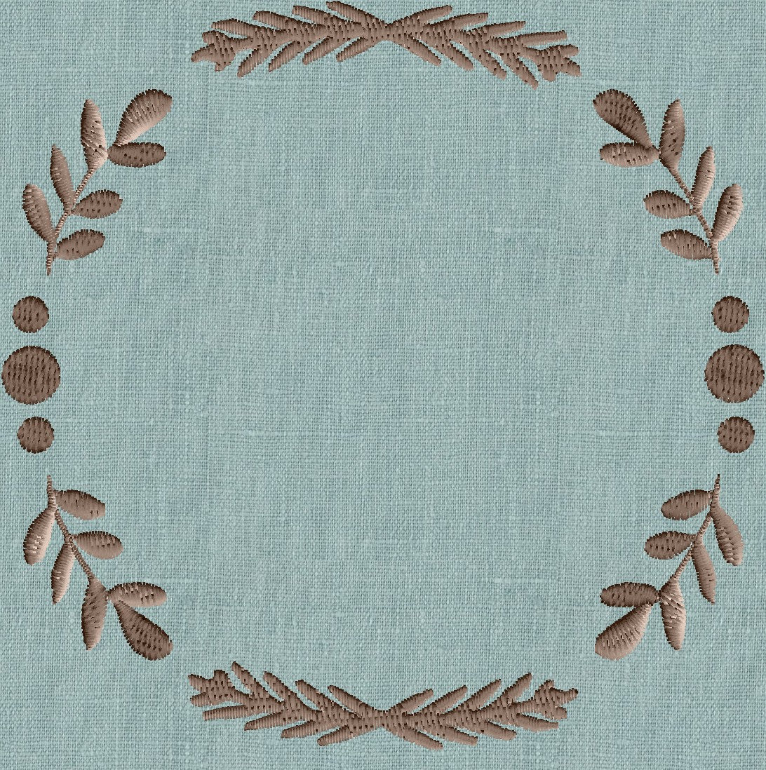 Leaves Laurel Dots Font Frame Monogram - Font not included - EMBROIDERY DESIGN - Instant download - Hus Vp3 Dst Exp Jef Pes formats