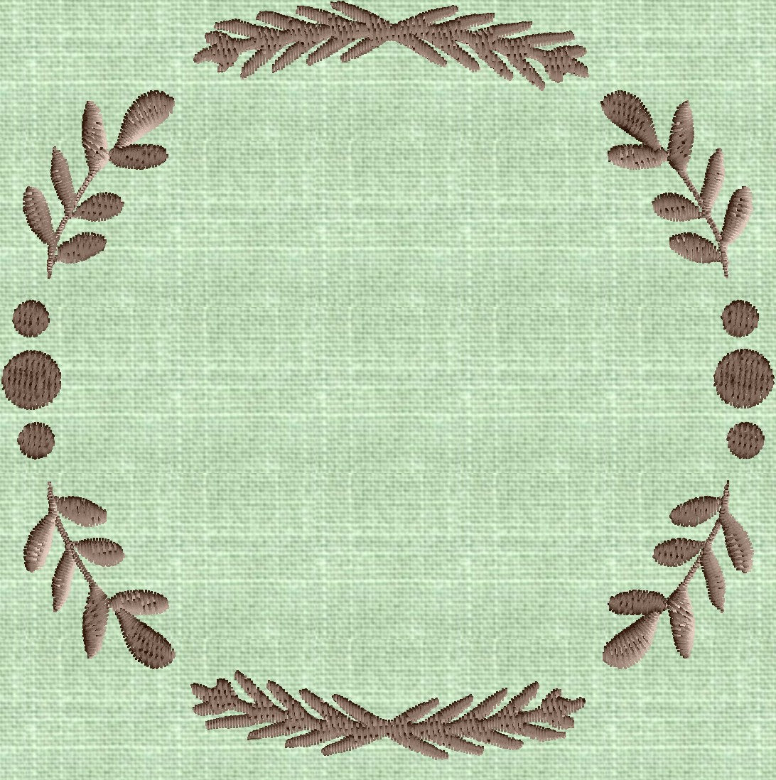 Leaves Laurel Dots Font Frame Monogram - Font not included - EMBROIDERY DESIGN - Instant download - Hus Vp3 Dst Exp Jef Pes formats