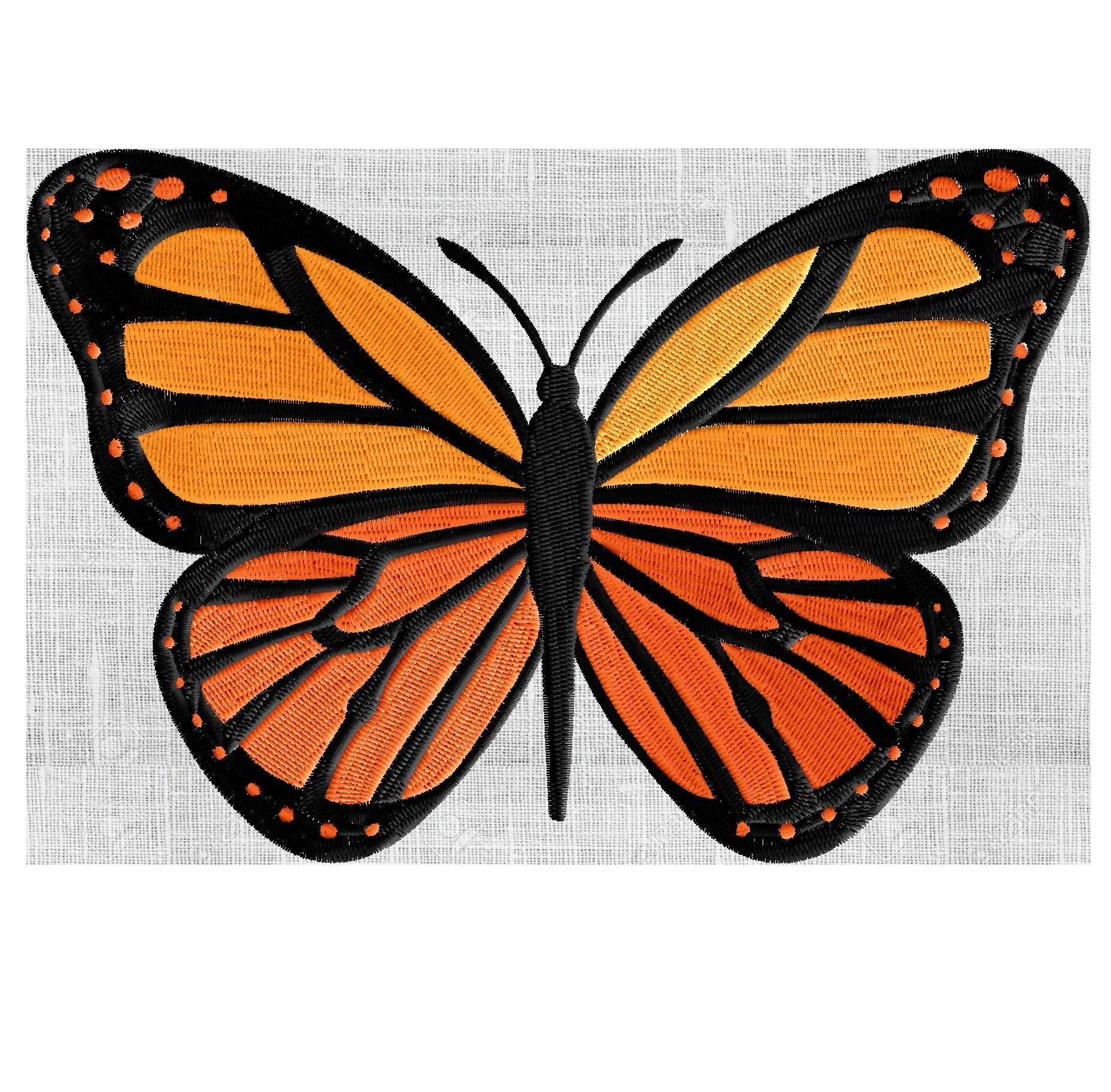 Monarch Butterfly - EMBROIDERY DESIGN file - Instant download Exp Jef Vp3 Pes Dst Hus formats - 2 sizes & 3 colors