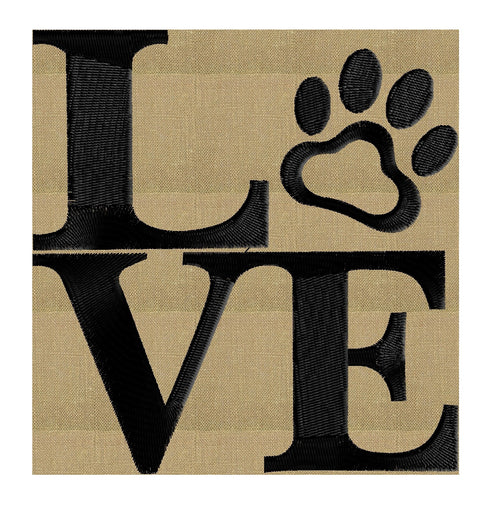 Love - Paw Print - EMBROIDERY DESIGN FILE - Instant download animals