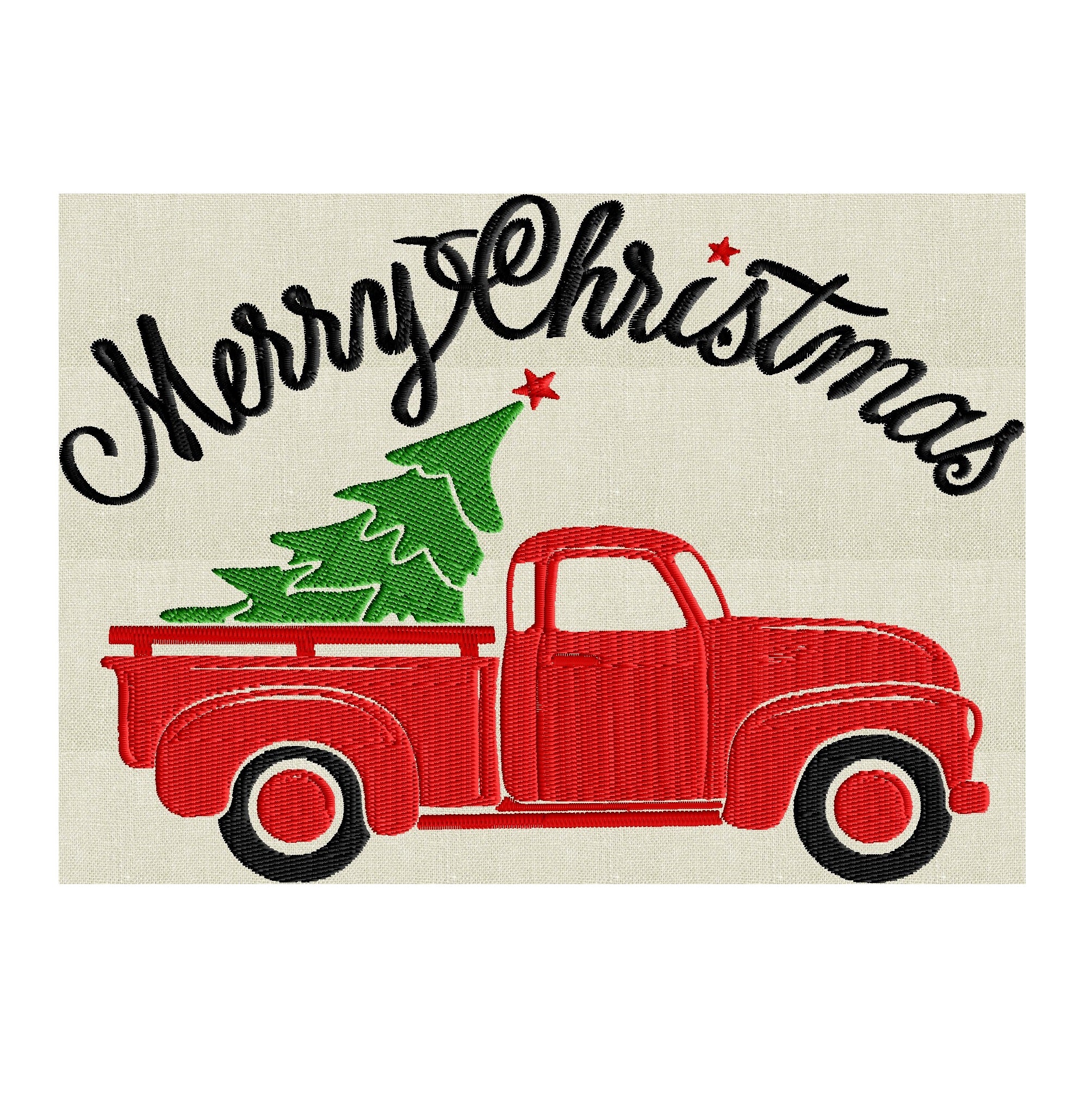 Retro Pickup truck with Christmas Tree