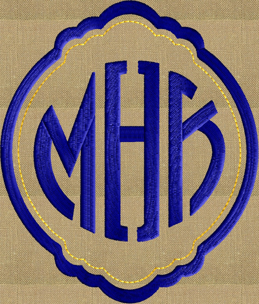 Scallop Circle Font Frame Monogram Design -Font not included - EMBROIDERY DESIGN FILE - Instant download - Hus Dst Exp Jef Pes formats