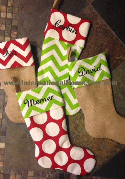 Set of 4 Custom made Christmas Stockings w/ FREE SHIPPING!