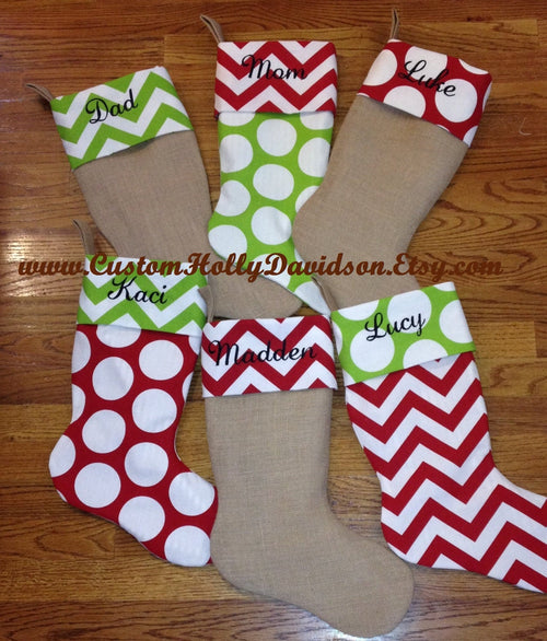 Single Custom made Christmas Stockings w/ FREE SHIPPING!
