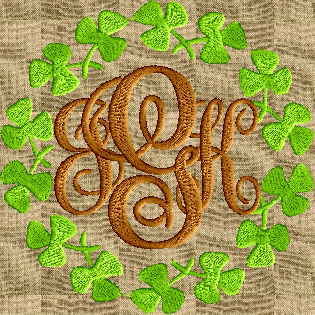 Shamrock Clover Font Frame Monogram Design - Font not included - EMBROIDERY DESIGN FILE - Instant download - Hus Dst Exp Jef Pes Vp3 formats