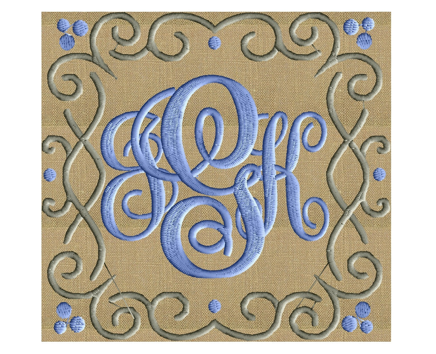 Squiggle Square Font Frame Monogram Design File - Instant Download