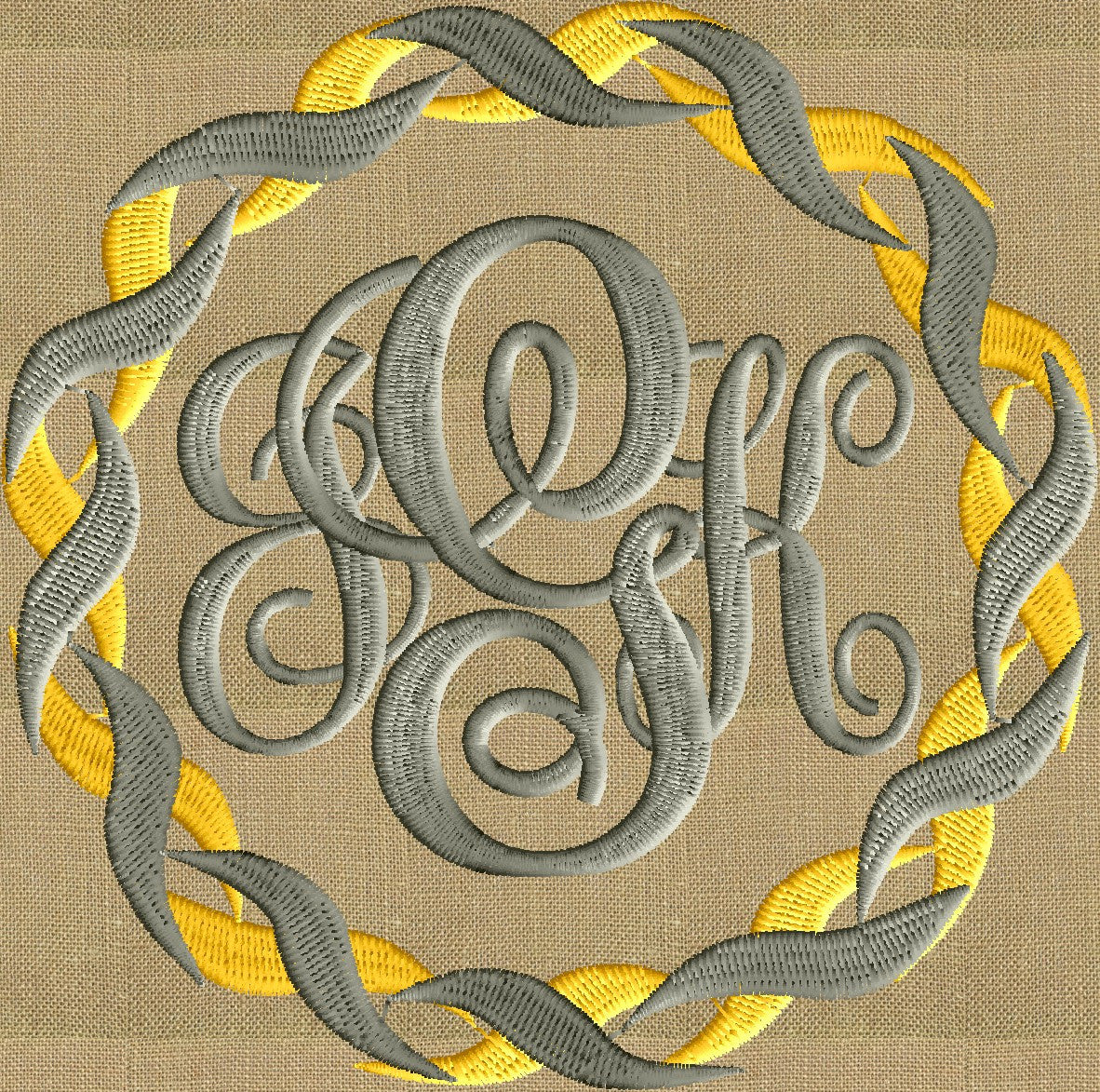 Twist Circle Font Frame Monogram Design EMBROIDERY DESIGN FILE