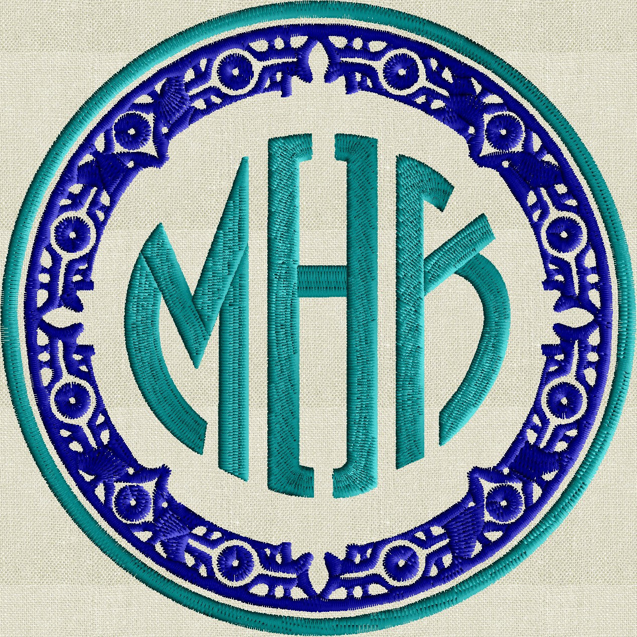 Venitian scroll Font Frame Monogram Design - EMBROIDERY DESIGN FILE