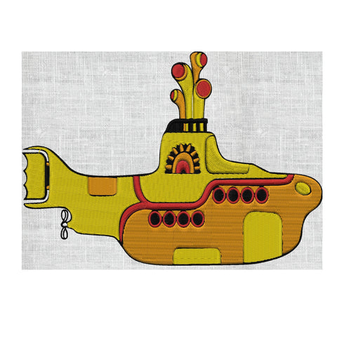 Yellow Submarine Embroidery Design EMBROIDERY DESIGN FILE - Instant download - Hus Dst Jef Pes VP3 Exp format 2 sizes 4 color Beatles Retro