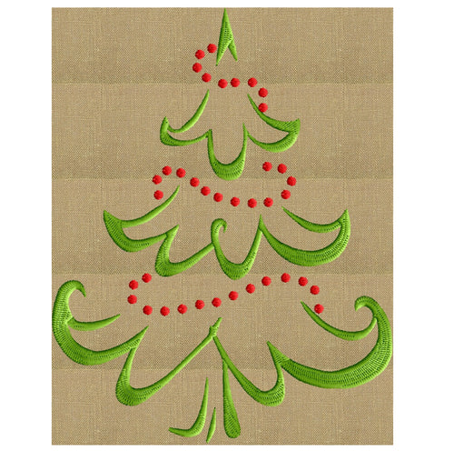 Scribble Christmas Tree EMBROIDERY DESIGN FILE Instant download - 5x7 & 4x4 frames Exp Xp3 Dst Hus Jef Pes
