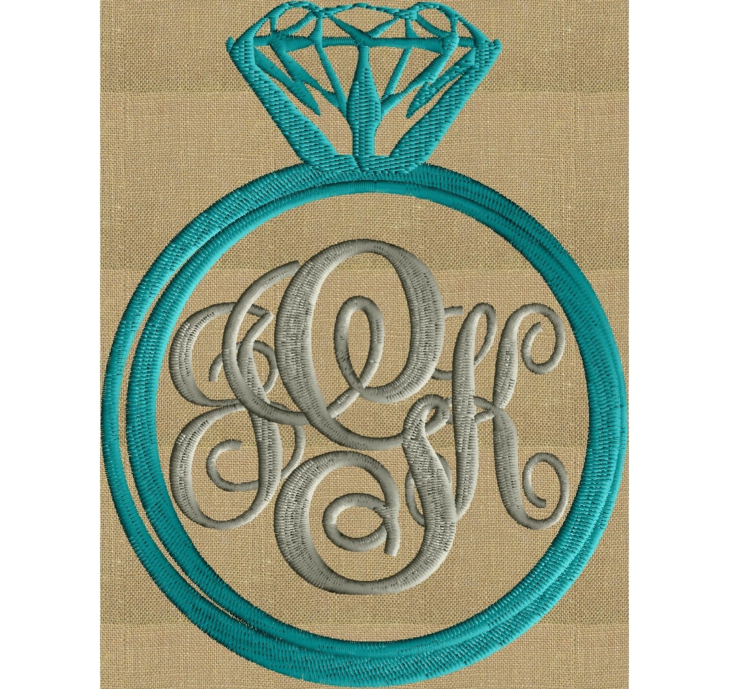 Engagement Ring Font Frame Monogram Embroidery Design - Font not included - LARGER FRAMES ONLY - Instant download - Dst Exp Vp3 Jef Pes