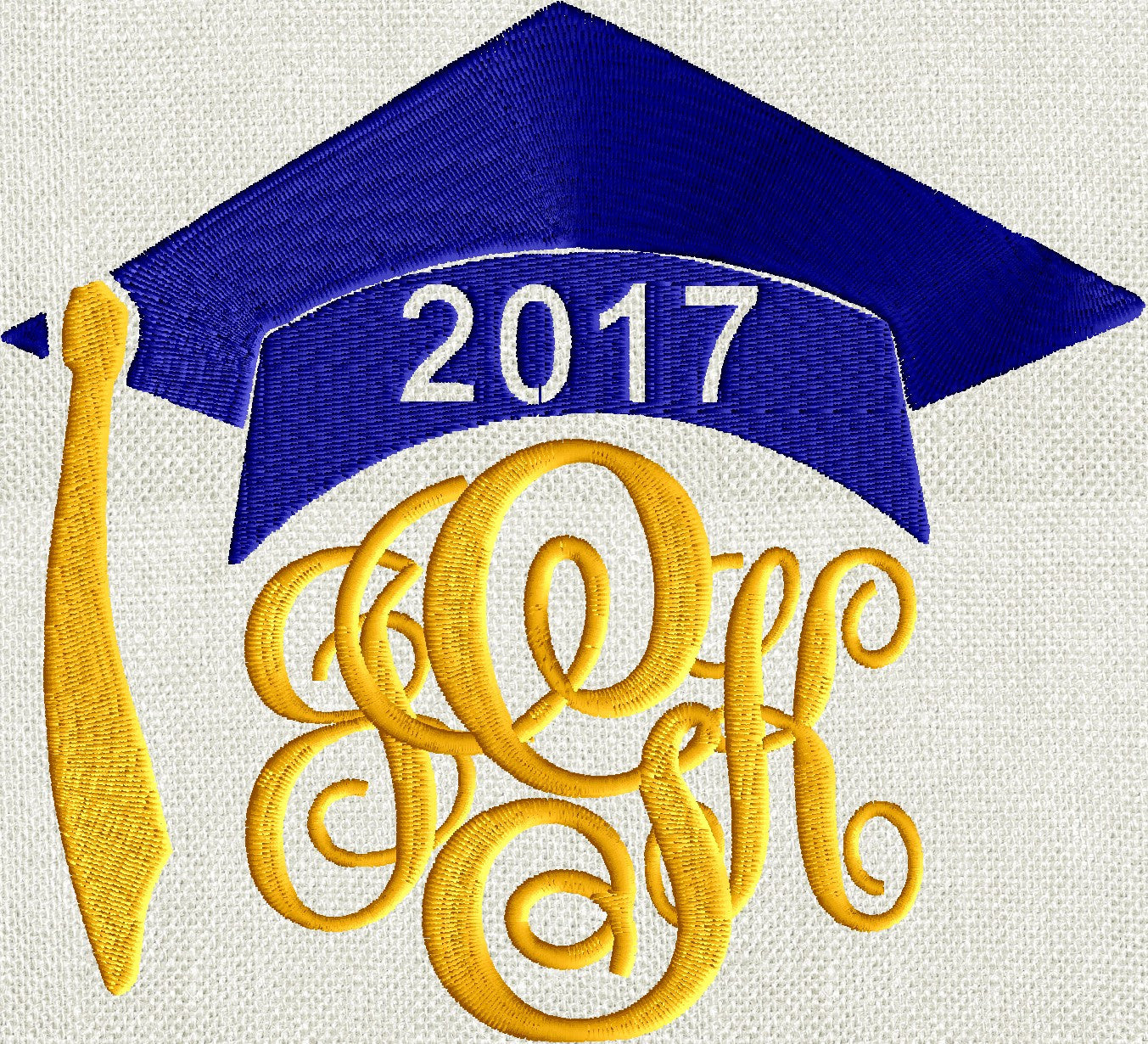 Graduation Cap Hat 2017 Frame Monogram Design -Font not included - EMBROIDERY DESIGN FILE - Instant download - Vp3 Dst Exp Jef Pes formats
