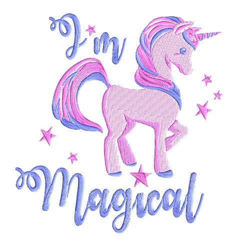 Pretty Unicorn quote "I'm Magical"  - EMBROIDERY DESIGN file