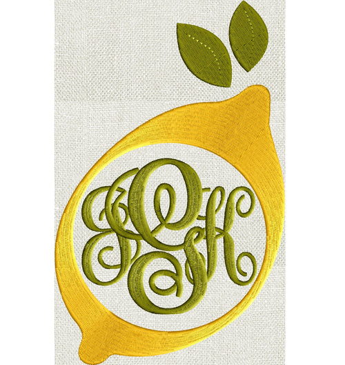 Lemon Frame Design - Fruit - EMBROIDERY DESIGN FILE - Instant download - Vp3 Dst Hus Jef Pes Exp formats