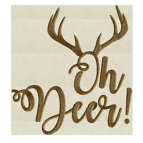 Antlers quote "Oh Deer!" - Embroidery Design Embroidery DESIGN FILE - Instant download - 2 sizes - 1 color - Dst Hus Jef Pes Exp Vp3 formats