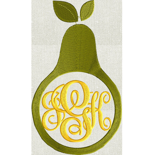 Pear Frame Design - Fruit - EMBROIDERY DESIGN FILE - Instant download - Dst Hus Jef Pes Exp formats