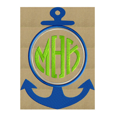 Anchor Font Frame Monogram Design - EMBROIDERY DESIGN FILE