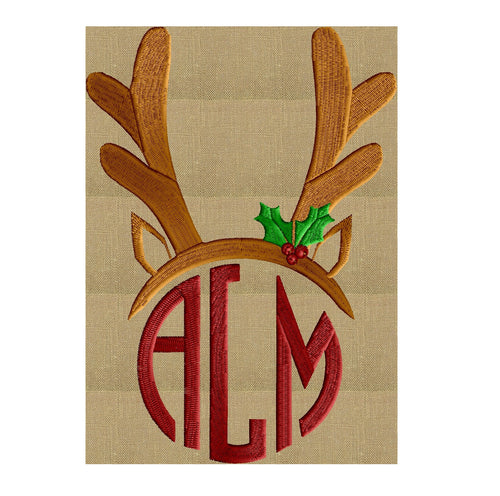 Christmas Reindeer Antlers Font Frame Monogram -Font not included - EMBROIDERY DESIGN - Instant download - Hus Vp3 Dst Exp Jef Pes formats