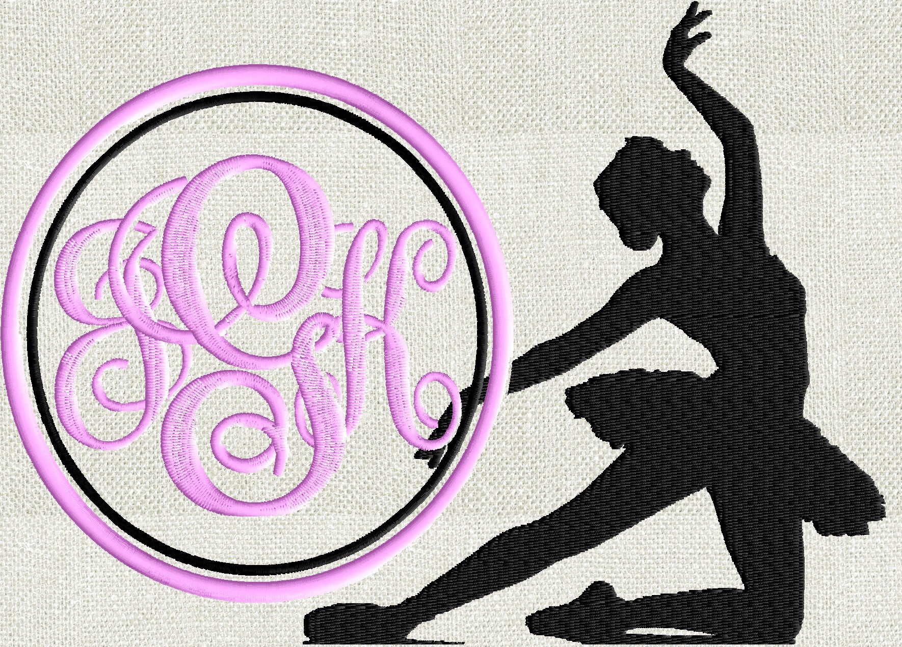 Ballet Dancer Font Frame Monogram Embroidery Design - Font not included